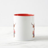 Mug Cute Highland Vache rose Floral Aquarelle Valentin (Centre)