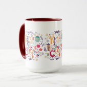 Mug Cute Holly Jolly Retro Design de texte de Noël (Devant gauche)