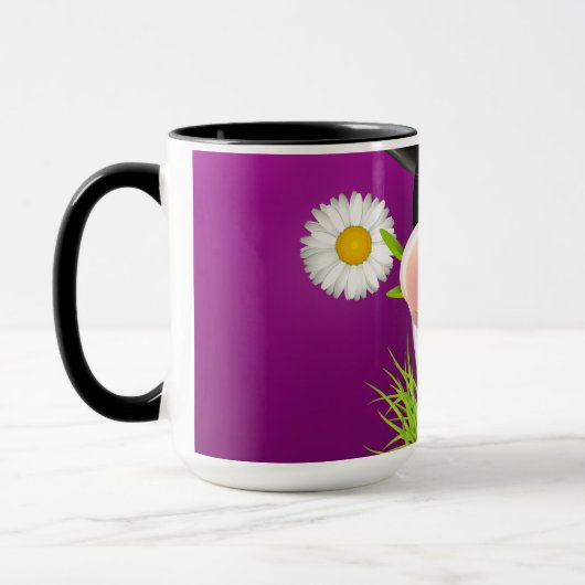 Mug Cute Holstein cow in grass over purple (Gauche)