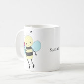 Mug Cute Honey Bee Holding Flowers Custom Name (Devant gauche)