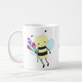 Mug Cute Honey Bee Holding Flowers Custom Name (Gauche)