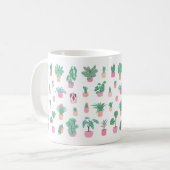 Mug Cute Houseplant Pattern with Minimalist Potted Pla (Devant gauche)