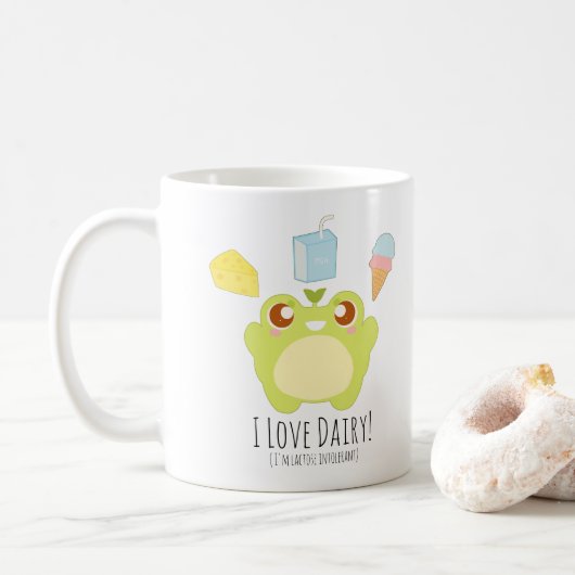 Mug Cute I Love Dairy Traite Frog (Avec donut)