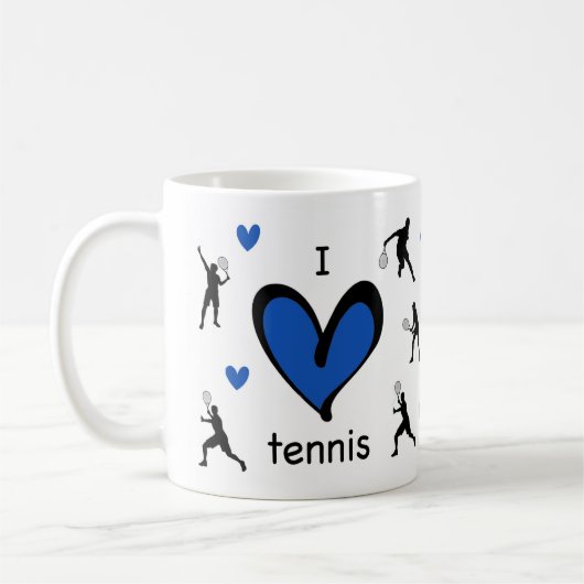 Mug Cute I Love Tennis Motif (Gauche)