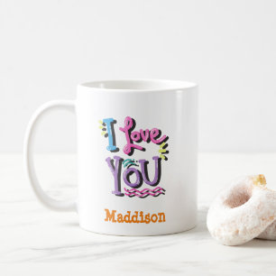 Mug Cute I love You Typography Nom personnalisable