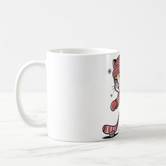 Mug Cute Ice Hockey Cat Player – Fun Sports Cartoon De (Gauche)