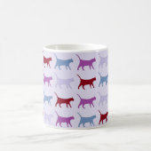 Mug Cute Illustrated Cats Walking Purple Pattern (Centre)