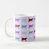 Mug Cute Illustrated Cats Walking Purple Pattern (Gauche)