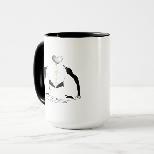 Mug Cute Inséparable Romantique Manchot de pingouin no (Devant gauche)
