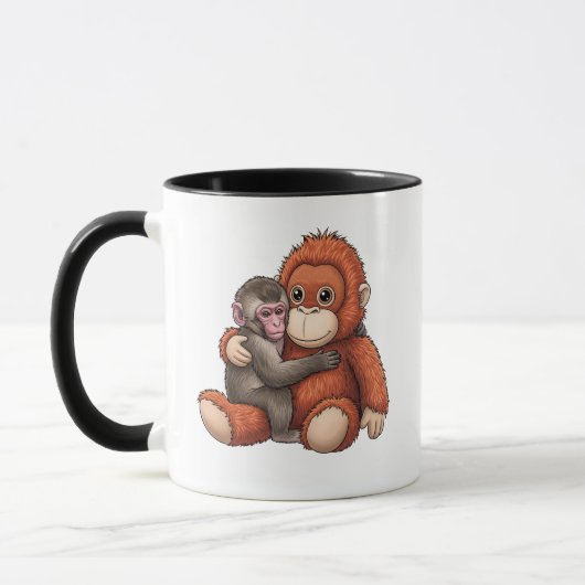 Mug Cute Japanese Macaque & Orangutan and Friend (Gauche)