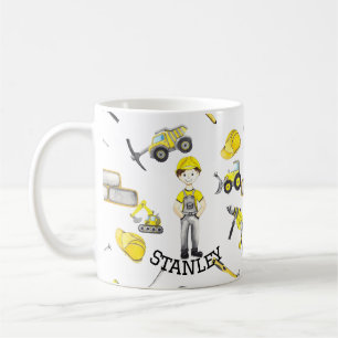 Mug Cute Jaune Construction Camion Motif