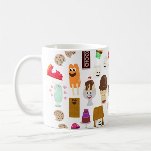 Mug Cute Joyful Food Characters Motif de dessin (Gauche)