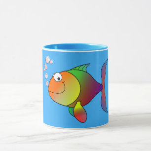 Mug Cute Joyful Goldfish en mer, bleu clair