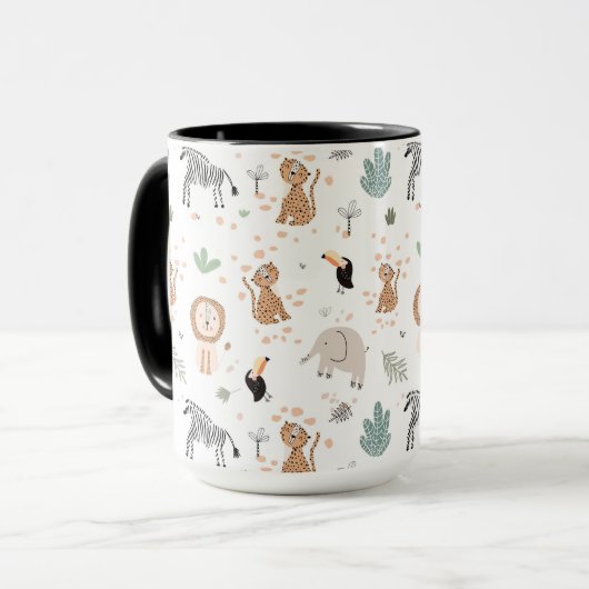 Mug Cute Jungle Rainforest Animaux Motif (Devant gauche)