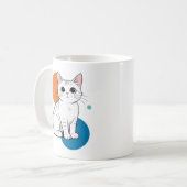 Mug Cute Kawai White Grey Tabby Cat Illustration (Devant gauche)