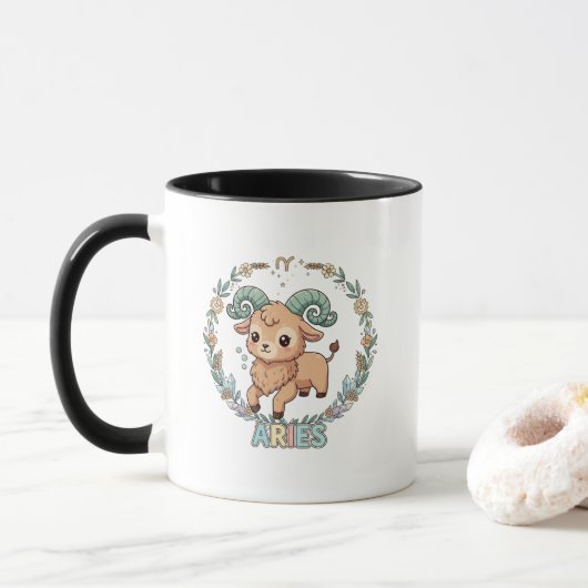 Mug Cute Kawaii Aries Zodiac Sign (Avec donut)