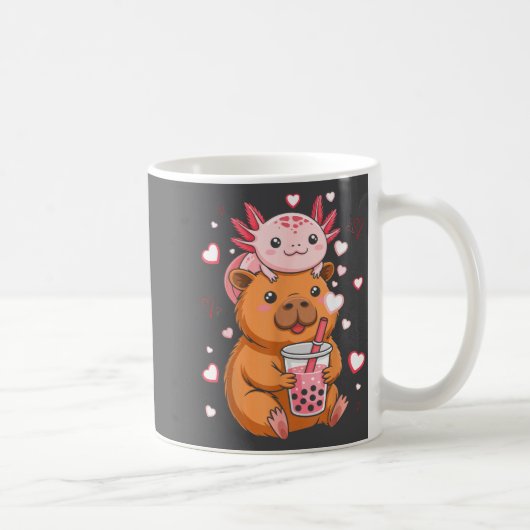 Mug Cute Kawaii Axolotl Capybara Bubble Tea Boys Girls (Droite)