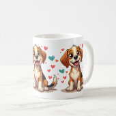Mug Cute Kawaii Beagle avec Coeurs Jouer Chien (Devant droit)