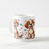 Mug Cute Kawaii Beagle avec Coeurs Jouer Chien (Devant gauche)