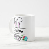 Mug Cute Kawaii Bunny Visage Nom personnalisé Pâques (Devant gauche)
