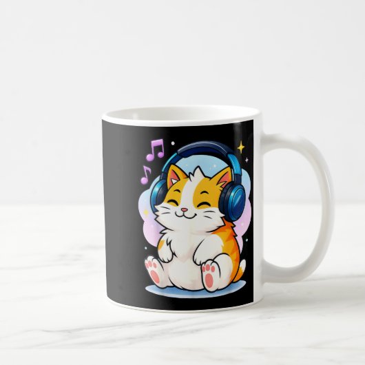 Mug Cute Kawaii Cat Neko Funny Music Kitten Lover K-p (Droite)