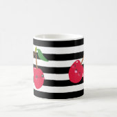 Mug Cute Kawaii Cerisier Noir et Blanc rayé (Centre)
