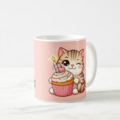 Mug Cute Kawaii chaton avec Cupcake (Devant droit)