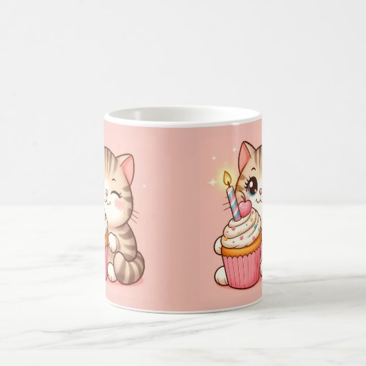 Mug Cute Kawaii chaton avec Cupcake (Centre)