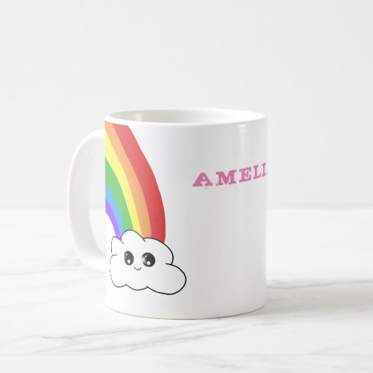 Mug Cute Kawaii Cloud Rainbow Nom de l'enfant (Devant gauche)