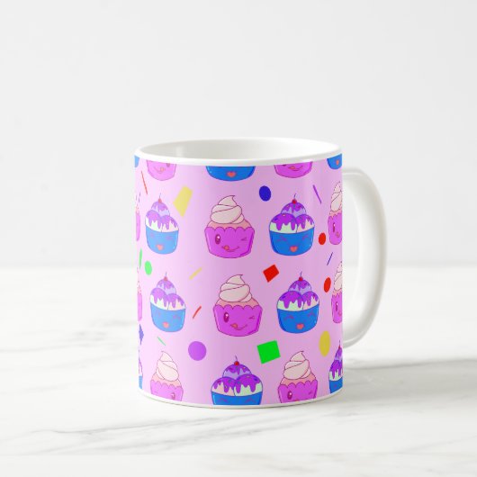 Mug Cute Kawaii Cupcakes sans couture motif (Devant droit)