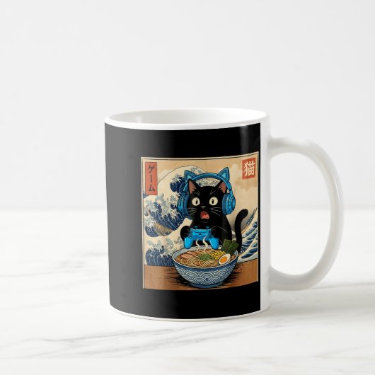 Mug Cute Kawaii Gamer Cat Funny Ramen Japanese Cat Gam (Droite)