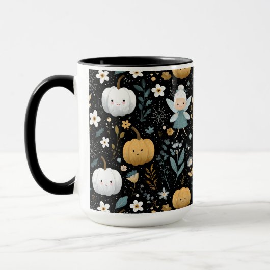 Mug Cute Kawaii Halloween Fée et Citrouilles pastel (Gauche)