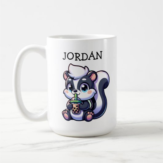 Mug Cute Kawaii Skunk with Bubble Tea Personnalisé (Gauche)
