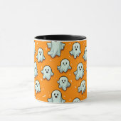 Mug Cute Kawaii Style Fantômes sur Orange (Centre)