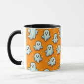 Mug Cute Kawaii Style Fantômes sur Orange (Gauche)