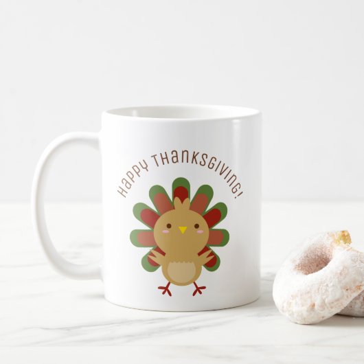 Mug Cute Kawaii Turquie Bon thanksgiving (Avec donut)