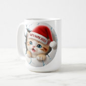 Mug Cute Kitten 3D à Père Noël Casquette pour Noël (Devant gauche)