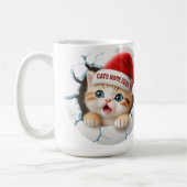 Mug Cute Kitten 3D à Père Noël Casquette pour Noël (Gauche)