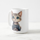 Mug Cute Kitten Holding Game Controller Gamer Cat (Devant gauche)