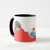 Mug Cute Kittens and Red Hearts Pattern Personalized  (Devant gauche)