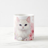 Mug Cute Kitty Blanc Et Fleurs Roses (Centre)