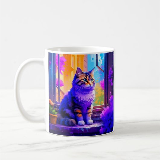 Mug Cute Kitty Chat assis dans la fenêtre (Gauche)
