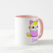 Mug Cute Kitty Chat Kawaii Nom personnalisé (Devant droit)