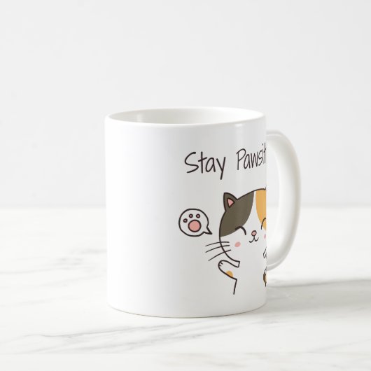 Mug Cute Kitty Chat Reste Pawsitive Pun (Devant droit)