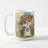 Mug Cute Kitty dans un Casquette de soleil avec fleurs (Gauche)