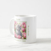 Mug Cute Kitty Tulips rose Nom de l'Amoureux des chats (Devant gauche)