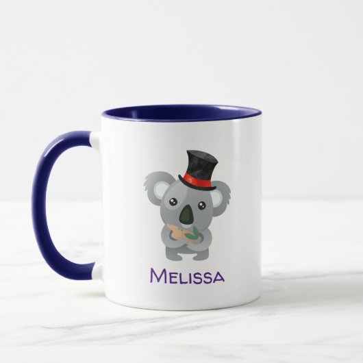 Mug Cute Koala dans un top noir Hat Custom (Gauche)