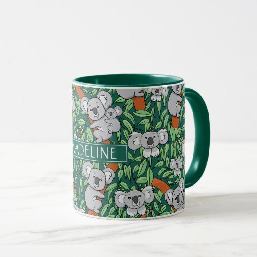 Mug Cute Koala Motif personnalise Hunter Green (Devant droit)