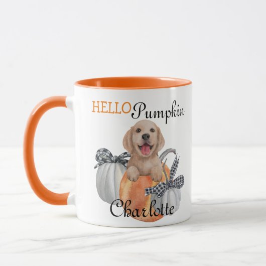 Mug Cute Lab Chien Chien Chien Gris Orange Plaid Bonjo (Gauche)