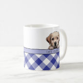 Mug Cute Labrador Puppy Best Dog Mom Dark Blue Gingham (Devant droit)